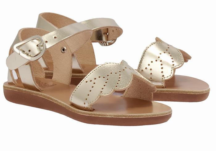 Ancient Greek Sandals Little Andromeda Soft Dječje Casual Sandals Zlatne Bijele | BYW52100LD