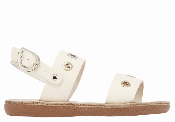 Ancient Greek Sandals Little Clio Eyelets Soft Dječje Casual Sandals Bijele | RKS7498MJ