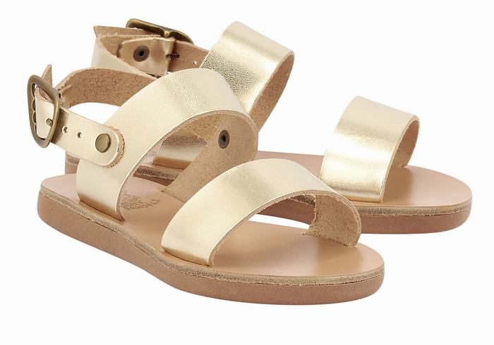 Ancient Greek Sandals Little Clio Soft Dječje Casual Sandals Zlatne Bijele | SVN1269WK