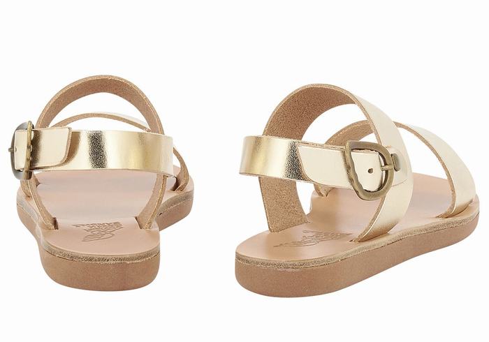 Ancient Greek Sandals Little Clio Soft Dječje Casual Sandals Zlatne Bijele | SVN1269WK