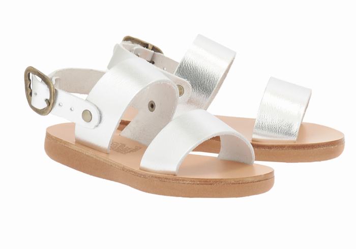 Ancient Greek Sandals Little Clio Soft Dječje Casual Sandals Srebrne | XYH4893QF