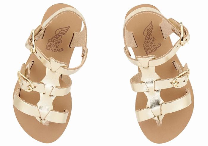 Ancient Greek Sandals Little Grace Kelly Soft Dječje Ravne Sandale Zlatne Bijele | YYT496QS