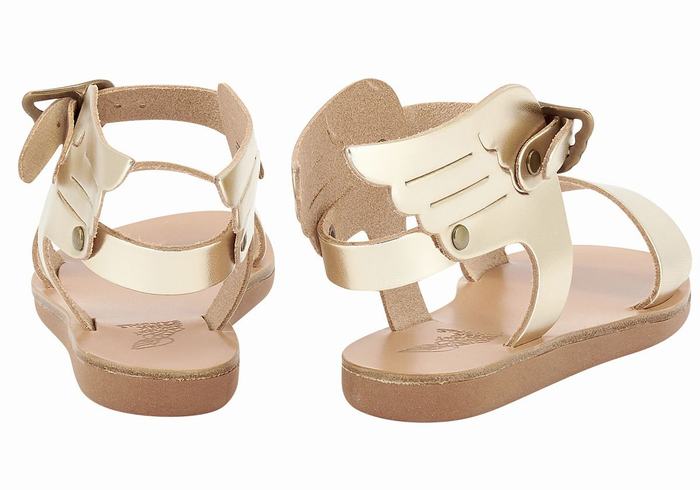 Ancient Greek Sandals Little Ikaria Soft Dječje Casual Sandals Zlatne Bijele | RCQ5857PZ