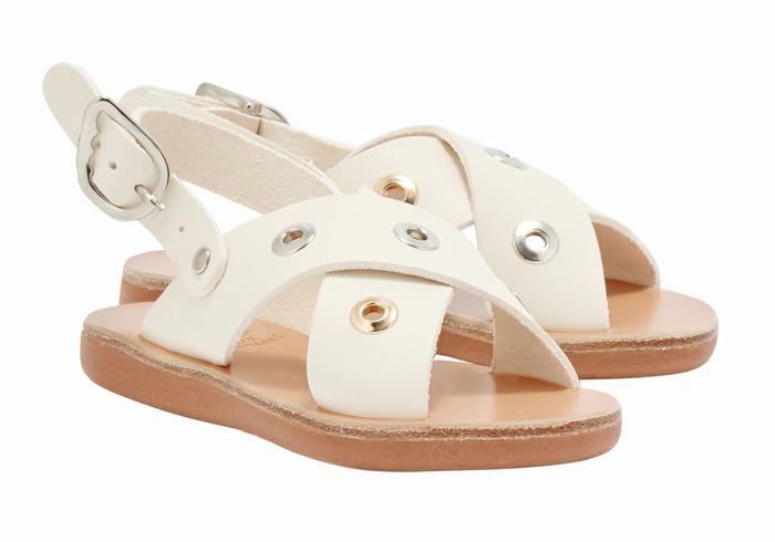 Ancient Greek Sandals Little Maria Eyelets Soft Dječje Casual Sandals Bijele | YDT9783ZR