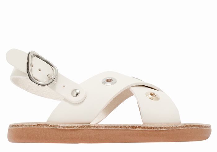 Ancient Greek Sandals Little Maria Eyelets Soft Dječje Casual Sandals Bijele | YDT9783ZR