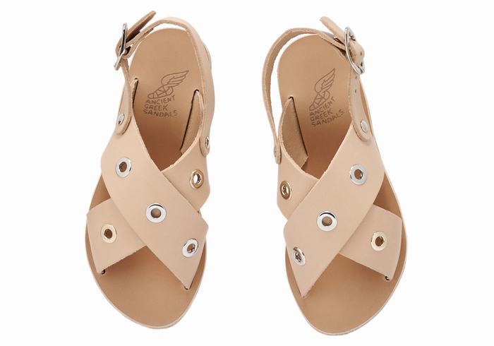 Ancient Greek Sandals Little Maria Eyelets Soft Dječje Casual Sandals Bež | PNR4455HQ