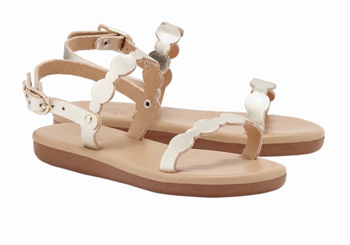 Ancient Greek Sandals Little Orion Soft Dječje Ravne Sandale Zlatne Bijele | OWB9652HZ