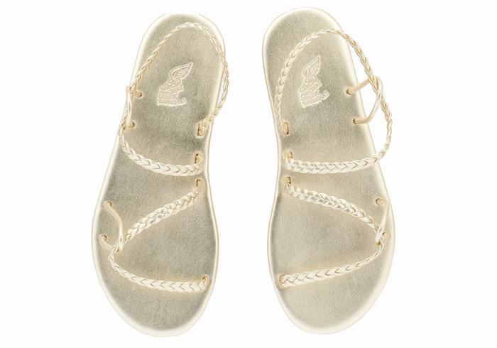 Ancient Greek Sandals Maya Ženske Pletene Sandale Zlatne Bijele | QPX6655SD