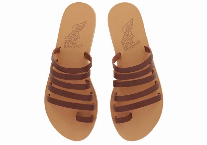 Ancient Greek Sandals Niki Leather Ženske Toe-Post Sandals Kafe | EQP9031PS