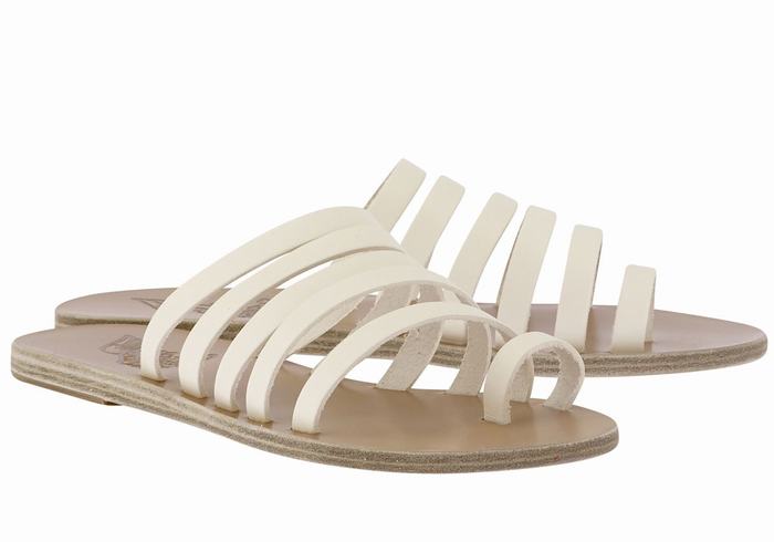 Ancient Greek Sandals Niki Leather Ženske Toe-Post Sandals Bijele | MGN9530AO