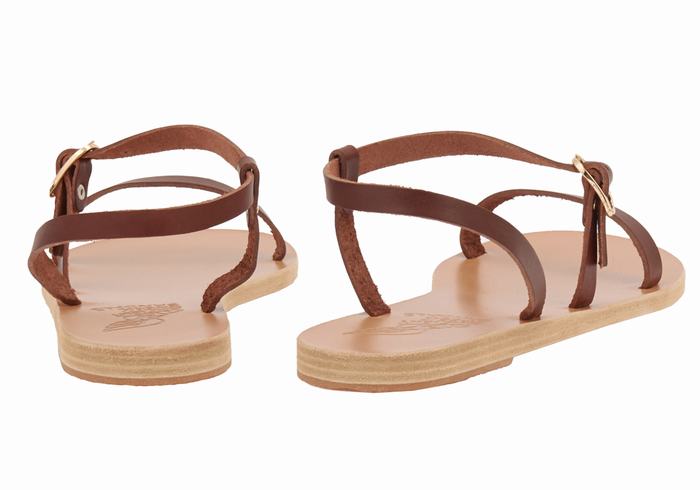 Ancient Greek Sandals Niove Leather Ženske Back-Strap Sandals Kafe | SRX1796PX