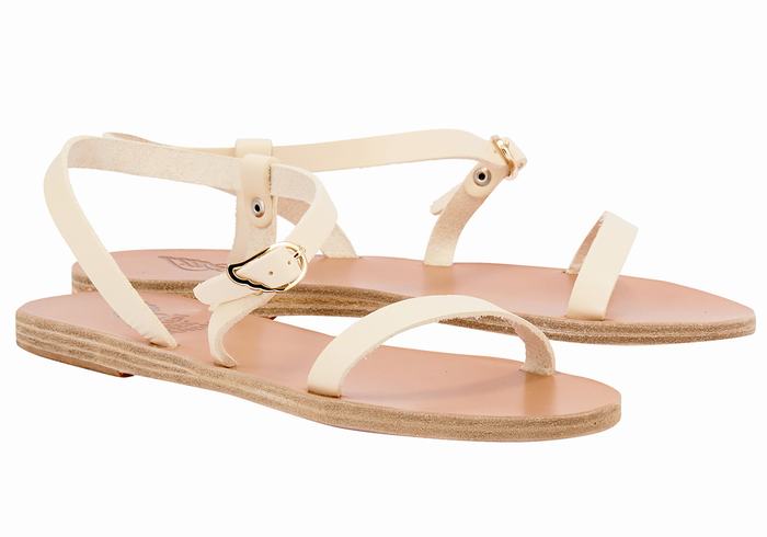 Ancient Greek Sandals Niove Leather Ženske Back-Strap Sandals Bijele | QCU9389BK