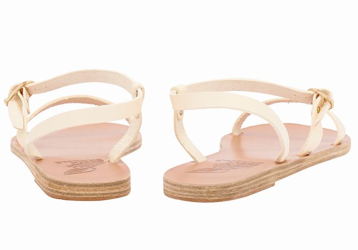 Ancient Greek Sandals Niove Leather Ženske Back-Strap Sandals Bijele | QCU9389BK