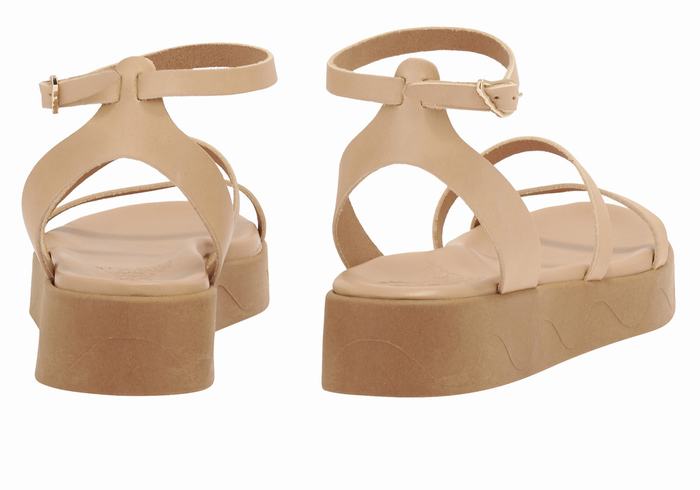 Ancient Greek Sandals Nissida Leather Ženske Sandale Platforma Bež | MKO4876HF