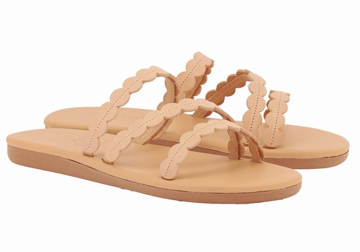 Ancient Greek Sandals Oceanis Ženske Slide Sandale Bež | YIJ5770RW