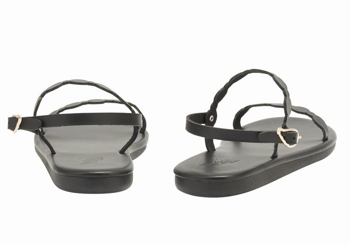 Ancient Greek Sandals Orion Ženske Back-Strap Sandals Crne | XRS980MG