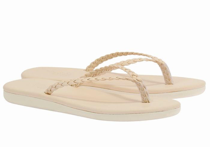 Ancient Greek Sandals Plage Flip Flop Ženske Pletene Sandale Bijele | LLC3084KL