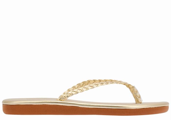 Ancient Greek Sandals Plage Flip Flop Ženske Pletene Sandale Zlatne Bijele | VEZ6671DP