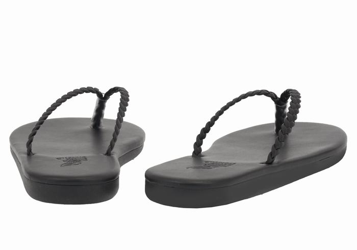 Ancient Greek Sandals Plage Flip Flop Ženske Pletene Sandale Crne | ZBR4748XA