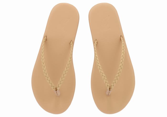 Ancient Greek Sandals Plage Flip Flop Ženske Pletene Sandale Bež | UEF6188LV