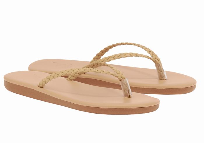 Ancient Greek Sandals Plage Flip Flop Ženske Pletene Sandale Bež | UEF6188LV