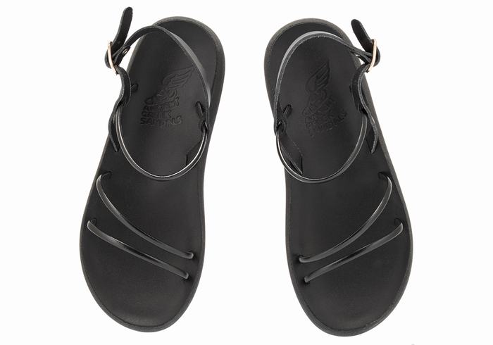 Ancient Greek Sandals Polis Ženske Back-Strap Sandals Crne | SBJ9884KN