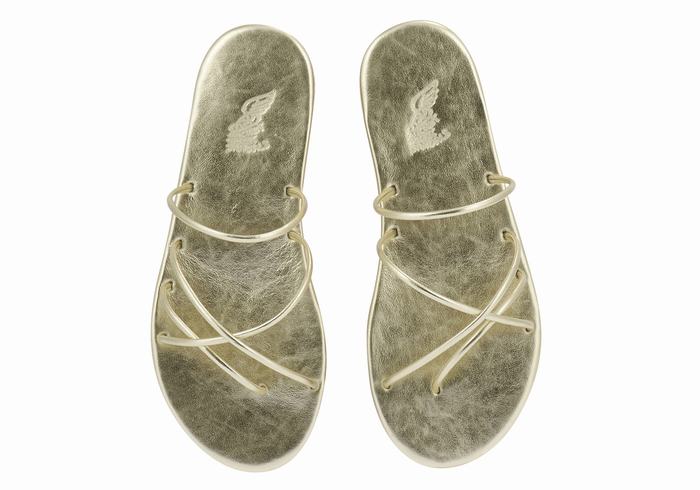 Ancient Greek Sandals Pu Ženske Slide Sandale Zlatne Bijele | KIG2642VQ