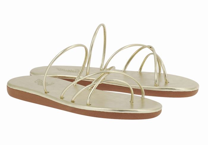 Ancient Greek Sandals Pu Ženske Slide Sandale Zlatne Bijele | KIG2642VQ