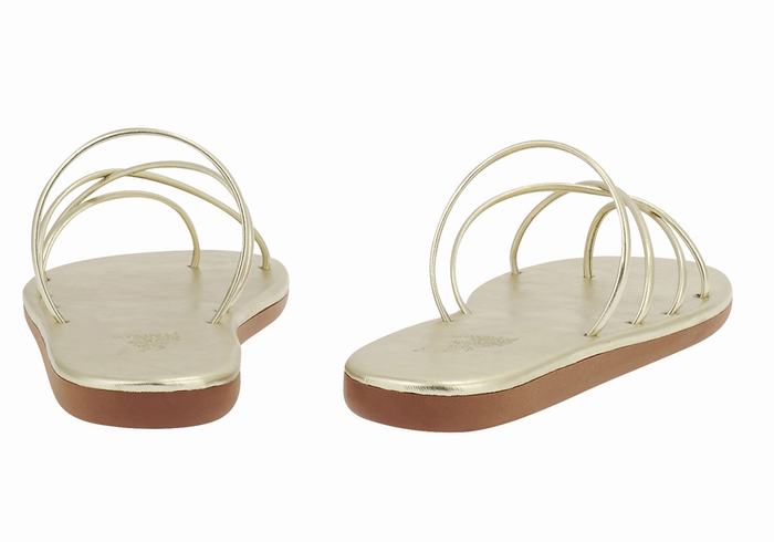 Ancient Greek Sandals Pu Ženske Slide Sandale Zlatne Bijele | KIG2642VQ