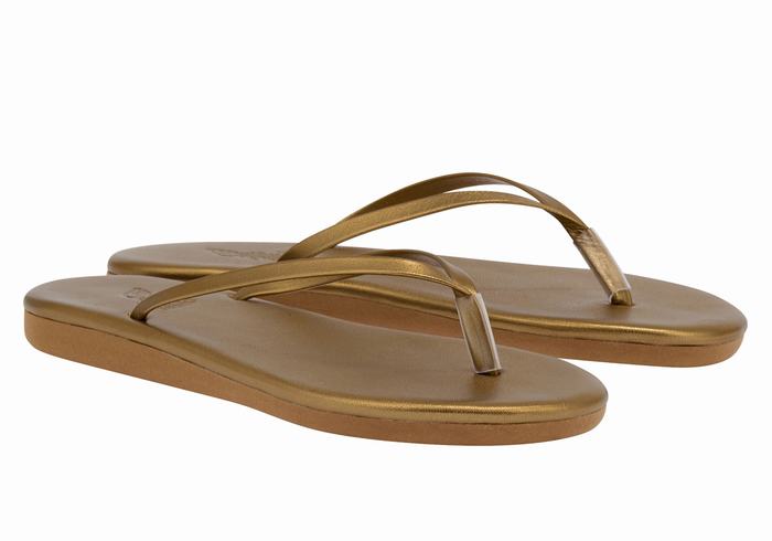 Ancient Greek Sandals Saionara Ženske Japanke Zlatne Smeđe | WUH5228FM