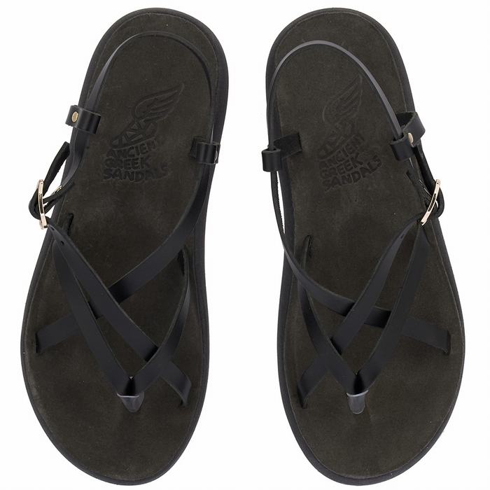 Ancient Greek Sandals Semele Comfort Ženske Back-Strap Sandals Crne | TUV4930FP