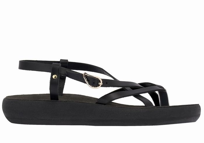 Ancient Greek Sandals Semele Comfort Ženske Back-Strap Sandals Crne | TUV4930FP