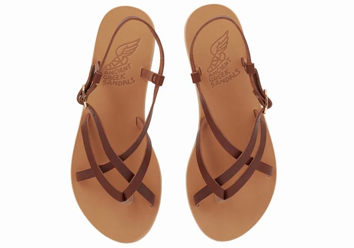 Ancient Greek Sandals Semele Leather Ženske Back-Strap Sandals Kafe | BKR12100QN