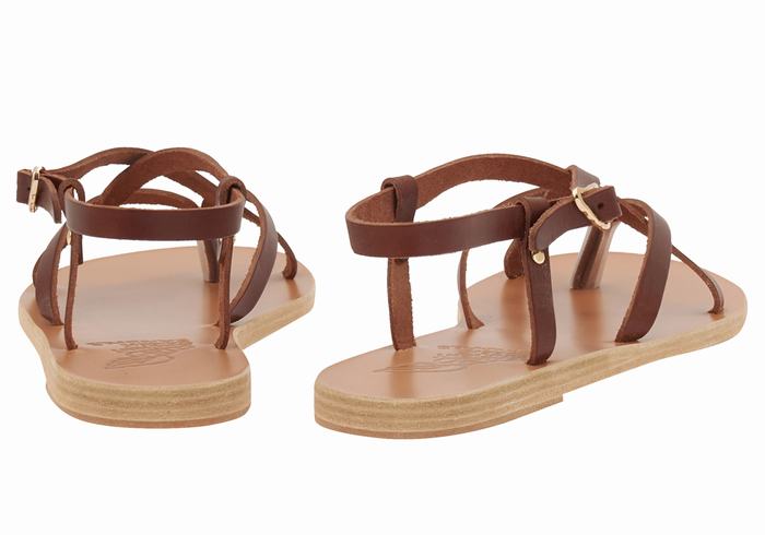 Ancient Greek Sandals Semele Leather Ženske Back-Strap Sandals Kafe | BKR12100QN