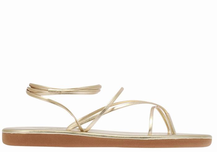 Ancient Greek Sandals String Ženske Gladijatorske Sandale Zlatne Bijele | UBZ4886XU