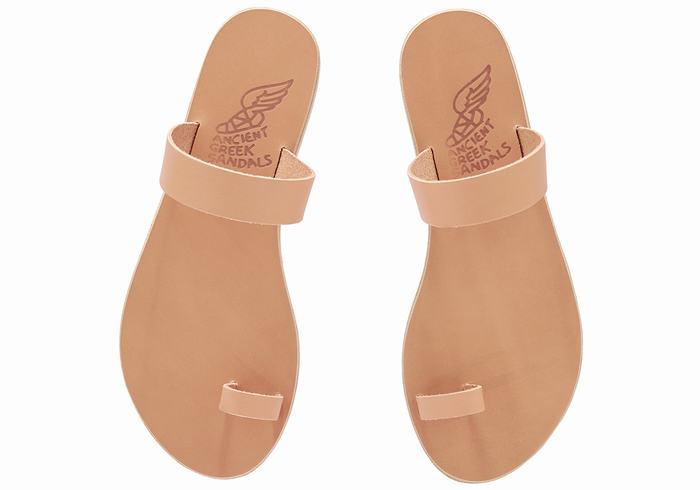 Ancient Greek Sandals Thalia Leather Ženske Toe-Post Sandals Bež | ZZQ5138KR