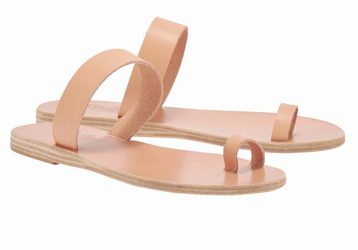 Ancient Greek Sandals Thalia Leather Ženske Toe-Post Sandals Bež | ZZQ5138KR