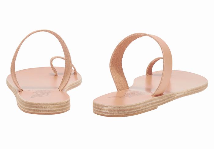 Ancient Greek Sandals Thalia Leather Ženske Toe-Post Sandals Bež | ZZQ5138KR