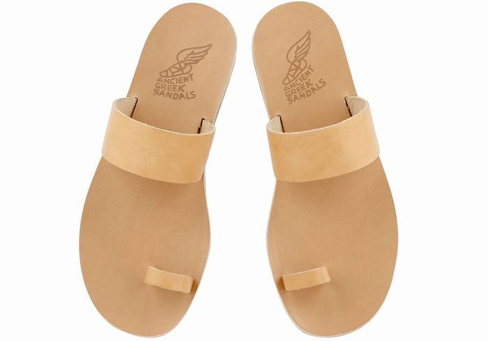 Ancient Greek Sandals Thalos Leather Muške Toe-Post Sandals Bež | TCV963AS