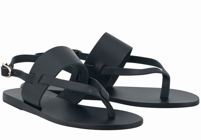 Ancient Greek Sandals Zoe Flip Flop Leather Ženske Back-Strap Sandals Crne | XTP3595CS