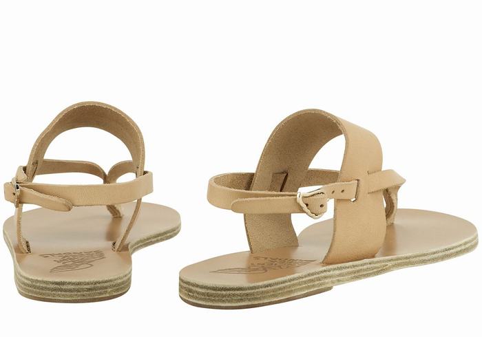 Ancient Greek Sandals Zoe Flip Flop Leather Ženske Back-Strap Sandals Bež | EGG654KS